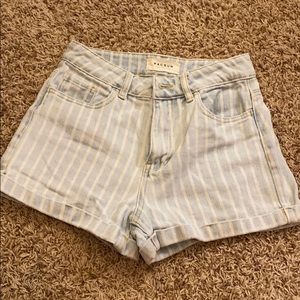 Striped denim shorts